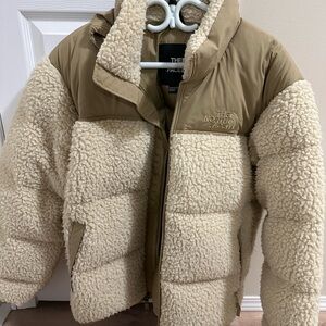 The North Face Beige and Off-White Sherpa Jacket